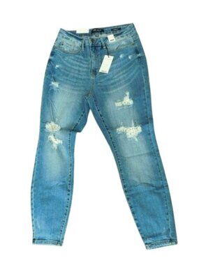 Judy Blue Size 14W High Waist Skinny Fit Distressed Denim Jeans NWT Plus Size